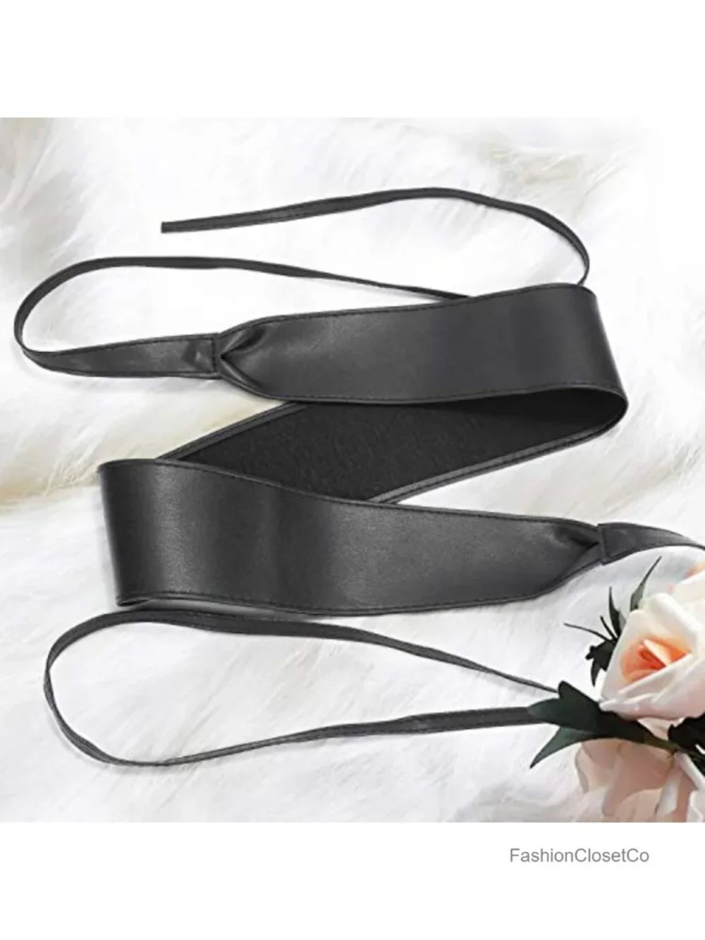 4 Pack PU Leather Obi Belt for Women Self Tie Wide Waistband Corset Belt